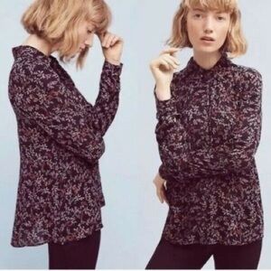Anthropologie Maeve Women’s Bainbridge Floral Gauzy Long Sleeve Button Up Top